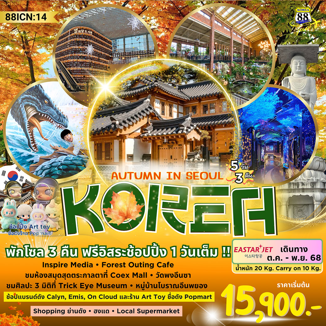 ทัวร์เกาหลี AUTUMN IN SEOUL 5วัน 3คืน (ZE)